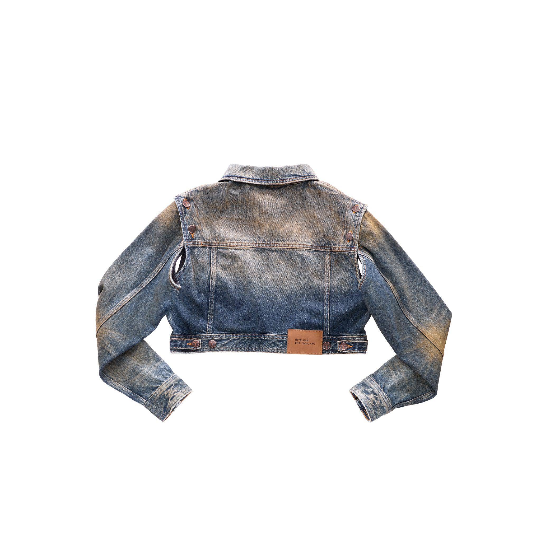 Dirty Cropped Detachable Jean Jacket